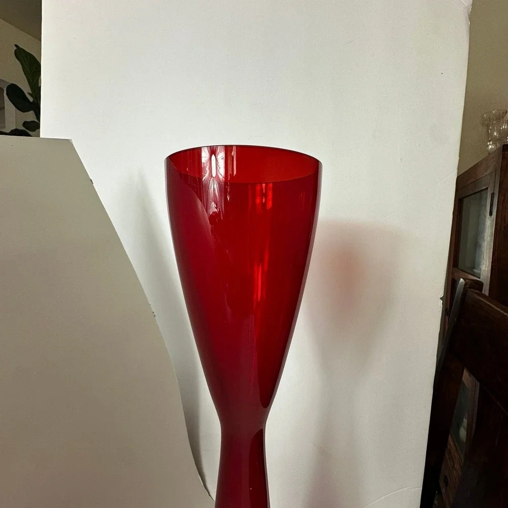 Mid‎ Century Scandinavian Red Glass Vase tall elegant